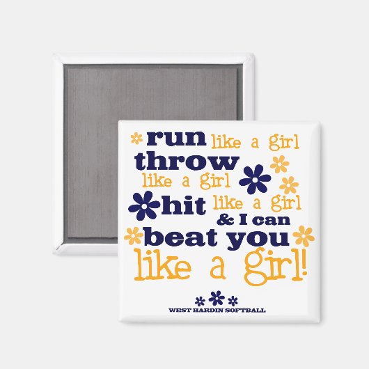 WH Softball als een meisje Magneet (Voorkant / Achterkant)