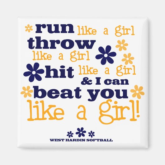 WH Softball als een meisje Magneet (Voorkant)