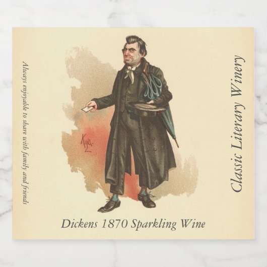Whackford Squeers, Kyd, Dickens Nicholas Nickleby Sparkling Wijnetiket (Enkel label)