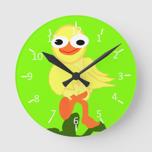 Whacky Bird Chartreuse Ronde Klok (Voorkant)