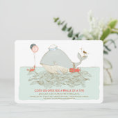 Whale a time Birthday Pool Party Invitation Kaart (Staand voorkant)