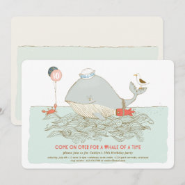 Whale a time Birthday Pool Party Invitation Kaart