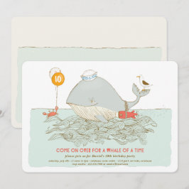 Whale a time Birthday Pool Party Invitation Kaart