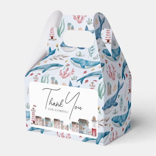 Whale Ahoy Het is een Boy Baby shower Bedankdoosjes (Achterkant)