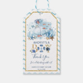 Whale Ahoy Het is een Jongen Baby shower Dank je w Cadeaulabel (Voorkant)