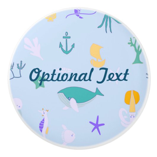 Whale, Anchors, Koralen en Zeewier Keramische Knop (Voorkant)