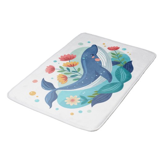 Whale And Flowers Mat (Gekanteld)