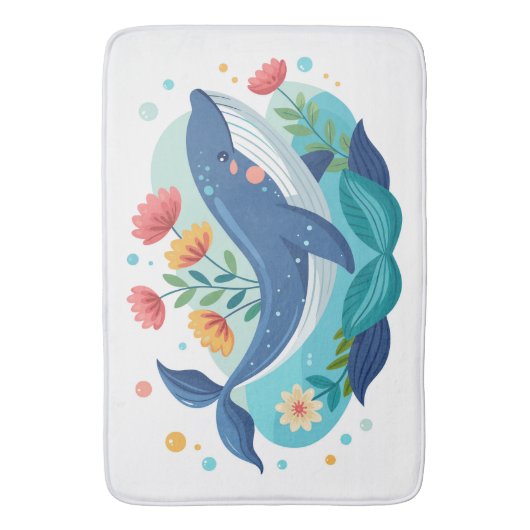 Whale And Flowers Mat (Voorkant Verticaal)