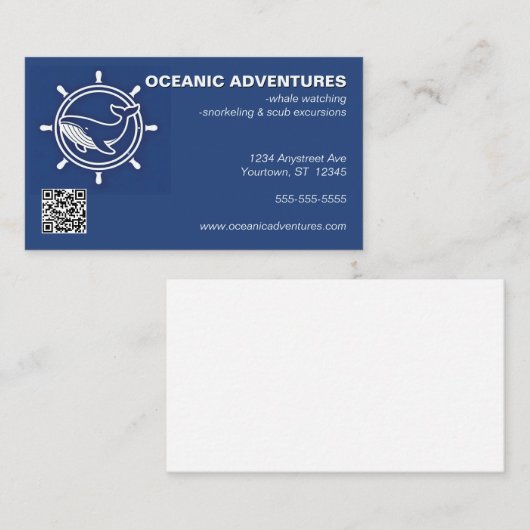 Whale and Helm Whale Watching Ocean Excursions Visitekaartje (Voorkant / Achterkant)