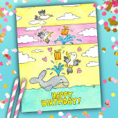 Whale and Seagull Happy Birthday Briefkaart