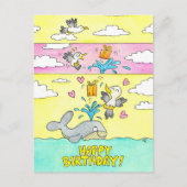 Whale and Seagull Happy Birthday Briefkaart (Voorkant)