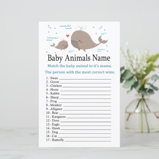 Whale Baby Animals Name Game (Staand voorkant)