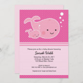 Whale Baby en Mammie Roze Uitnodiging (Voorkant / Achterkant)