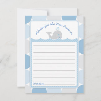 Whale Baby shower Advice Kaart - Mod Blue Circles
