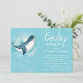 Whale Baby shower Blue Kaart (Staand voorkant)
