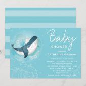 Whale Baby shower Blue Kaart (Voorkant / Achterkant)