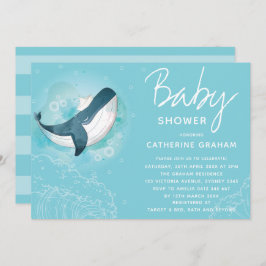 Whale Baby shower Blue Kaart
