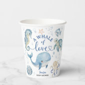 Whale Baby Shower Blue Ocean Boy  Papieren Bekers (Achterkant)