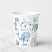Whale Baby Shower Blue Ocean Boy  Papieren Bekers (Voorkant)