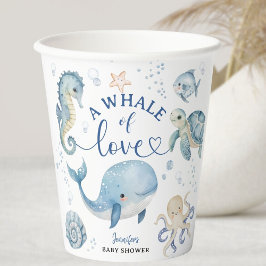 Whale Baby Shower Blue Ocean Boy Papieren Bekers