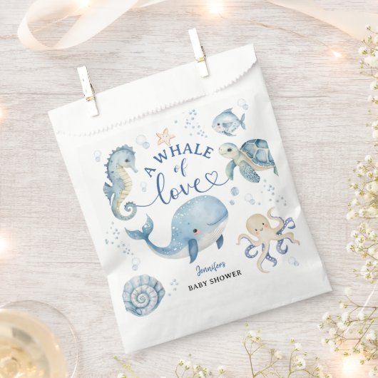 Whale Baby Shower Boy Blue Ocean Bedankzakje (Geknipt)