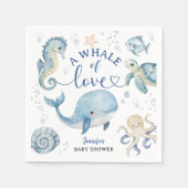 Whale Baby Shower Boy Blue Ocean Paper Servet (Voorkant)