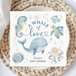 Whale Baby Shower Boy Blue Ocean Paper Servet