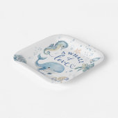 Whale Baby Shower Boy Blue Ocean Papieren Bordje (Gebogen)