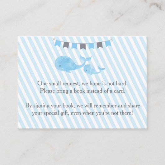 Whale Baby shower Breng een boek Insert Informatiekaartje (Voorkant)