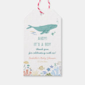 Whale Baby shower Dank u Cadeaulabel (Voorkant)