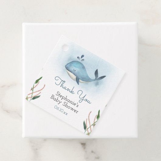 Whale Baby shower Dank u Labels (In situ)