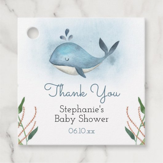 Whale Baby shower Dank u Labels (Voorkant)
