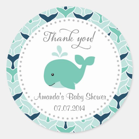 Whale Baby shower Dank u Stickers (Voorkant)