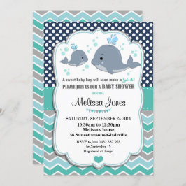 Whale Baby shower Gepersonaliseerde Uitnodiging Ba