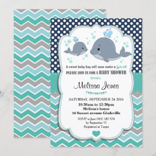 Whale Baby shower Gepersonaliseerde Uitnodiging Ba