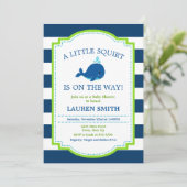 Whale Baby shower Invitation Baby Boy Kaart (Staand voorkant)