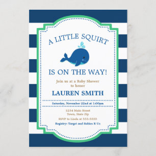 Whale Baby shower Invitation Baby Boy Kaart