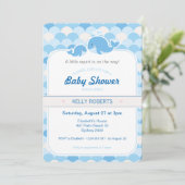 Whale Baby shower Invitation - Blauw Kaart (Staand voorkant)