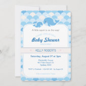 Whale Baby shower Invitation - Blauw Kaart (Voorkant)