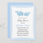 Whale Baby shower Invitation Blue Kaart (Voorkant / Achterkant)