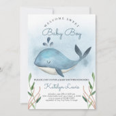 Whale Baby shower Invitation for Baby Boy Kaart (Voorkant)