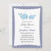 Whale Baby shower Invitation Navy Blue Kaart (Voorkant)