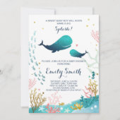 Whale Baby shower Invitation Ocean Ahoy Boy Cute Kaart (Voorkant)