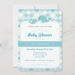 Whale Baby shower Invitation - Turquoise Kaart