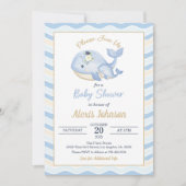 Whale Baby shower Invitation Wavy Achtergrond Kaart (Voorkant)