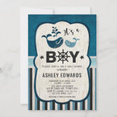 Whale Baby shower Invite Ahoy Het is een Boy Nauti Kaart (Voorkant)
