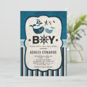 Whale Baby shower Invite Ahoy Het is een Boy Nauti Kaart (Staand voorkant)