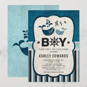 Whale Baby shower Invite Ahoy Het is een Boy Nauti Kaart