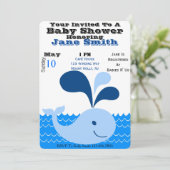 Whale Baby shower Invite (Boy) Kaart (Staand voorkant)