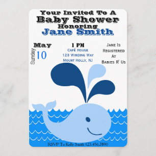 Whale Baby shower Invite (Boy) Kaart